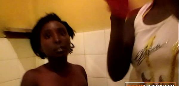  Soapy Black Girls with Perky Tits Eat Pussy In Shower
